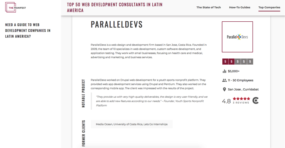 The manifest shows paralleldevs profile